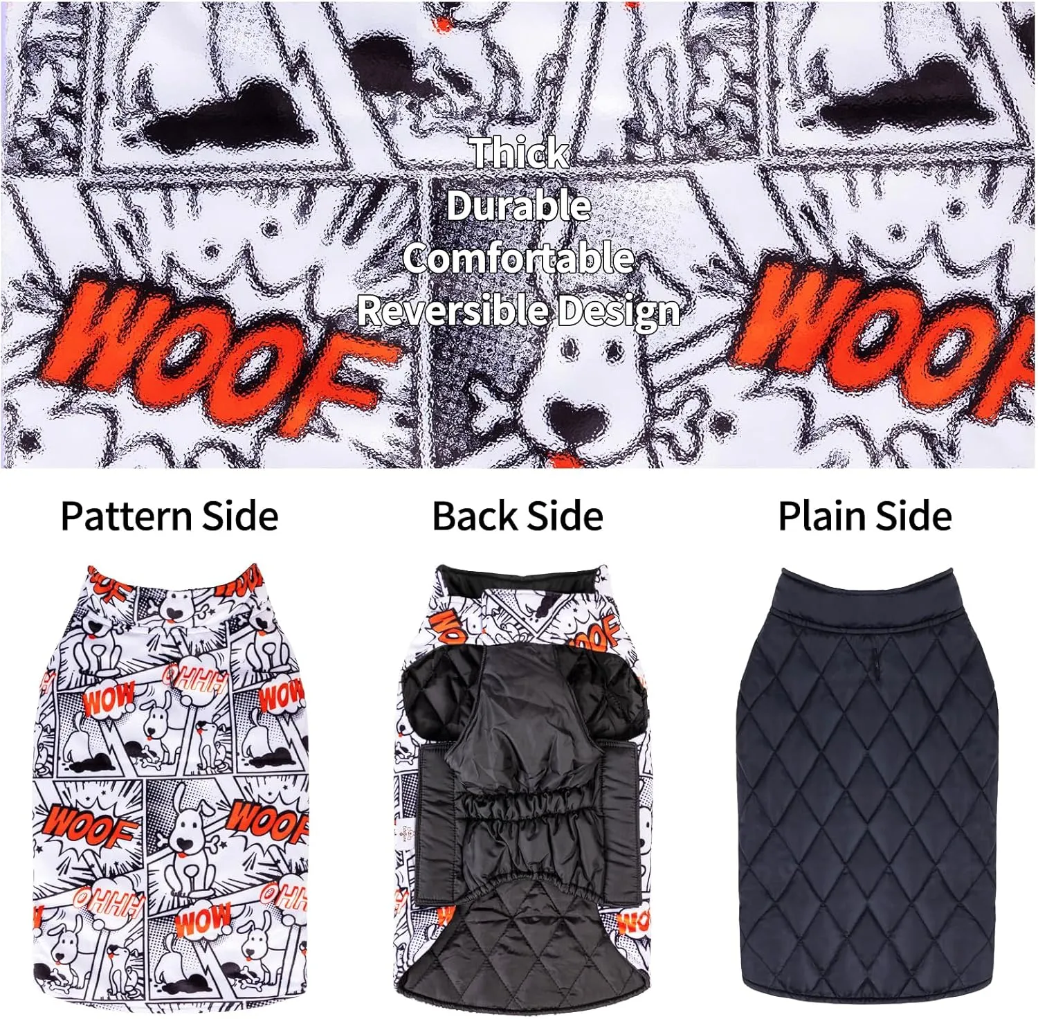 CuteBone Winter Dog Jacket - Reversible, Windproof & Waterproof Soft Coat with Leash Hole for Small to Large Dogs