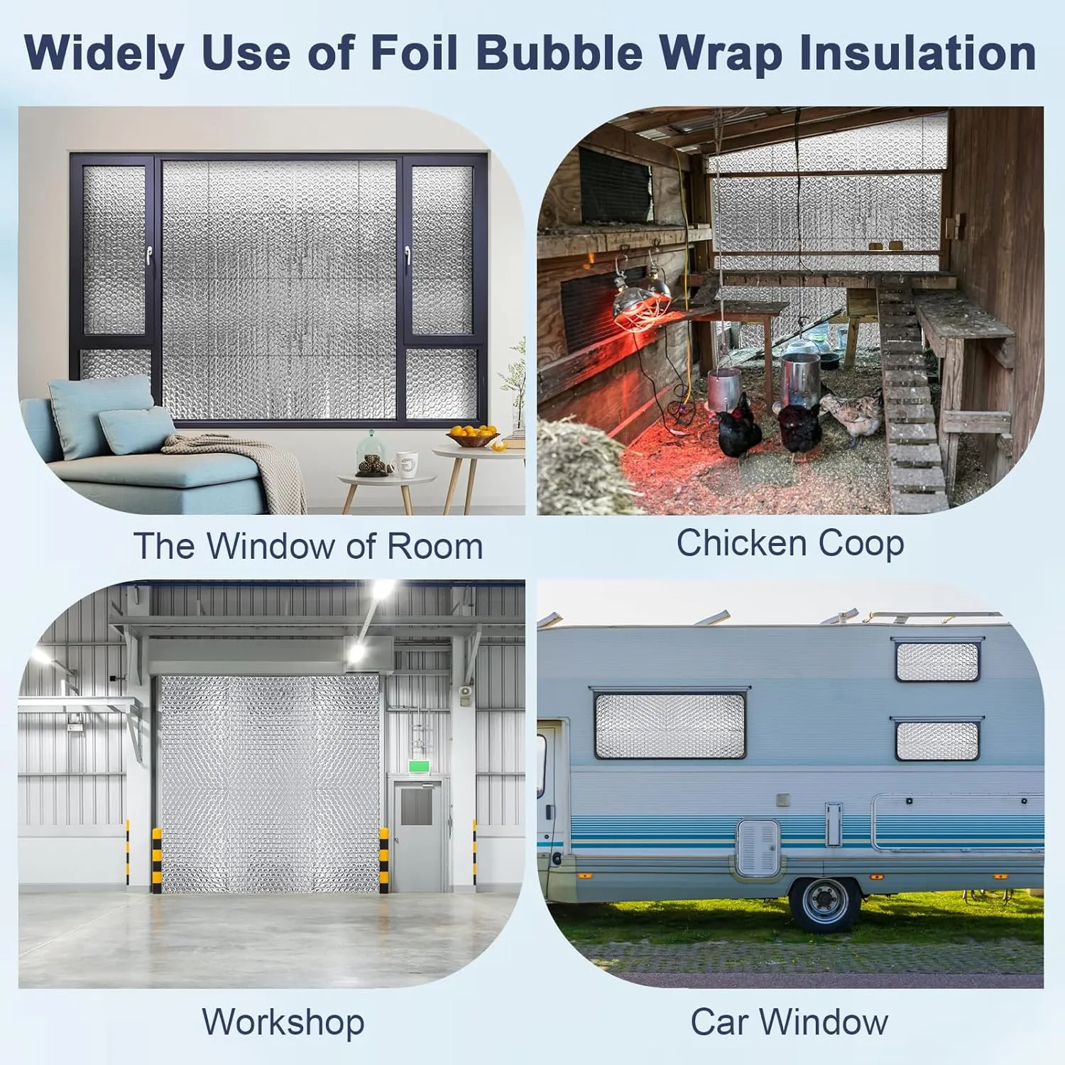 DGSL Double Reflective Insulation Roll, 47 in X 15 FT Window Insulation for Summer Heat, Aluminum Foil Thermal Radiant Barrier for Window, Garage Door, RV, Roof