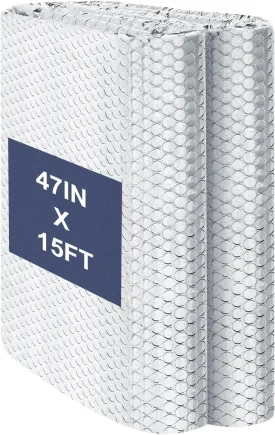 DGSL Double Reflective Insulation Roll, 47 in X 15 FT Window Insulation for Summer Heat, Aluminum Foil Thermal Radiant Barrier for Window, Garage Door, RV, Roof