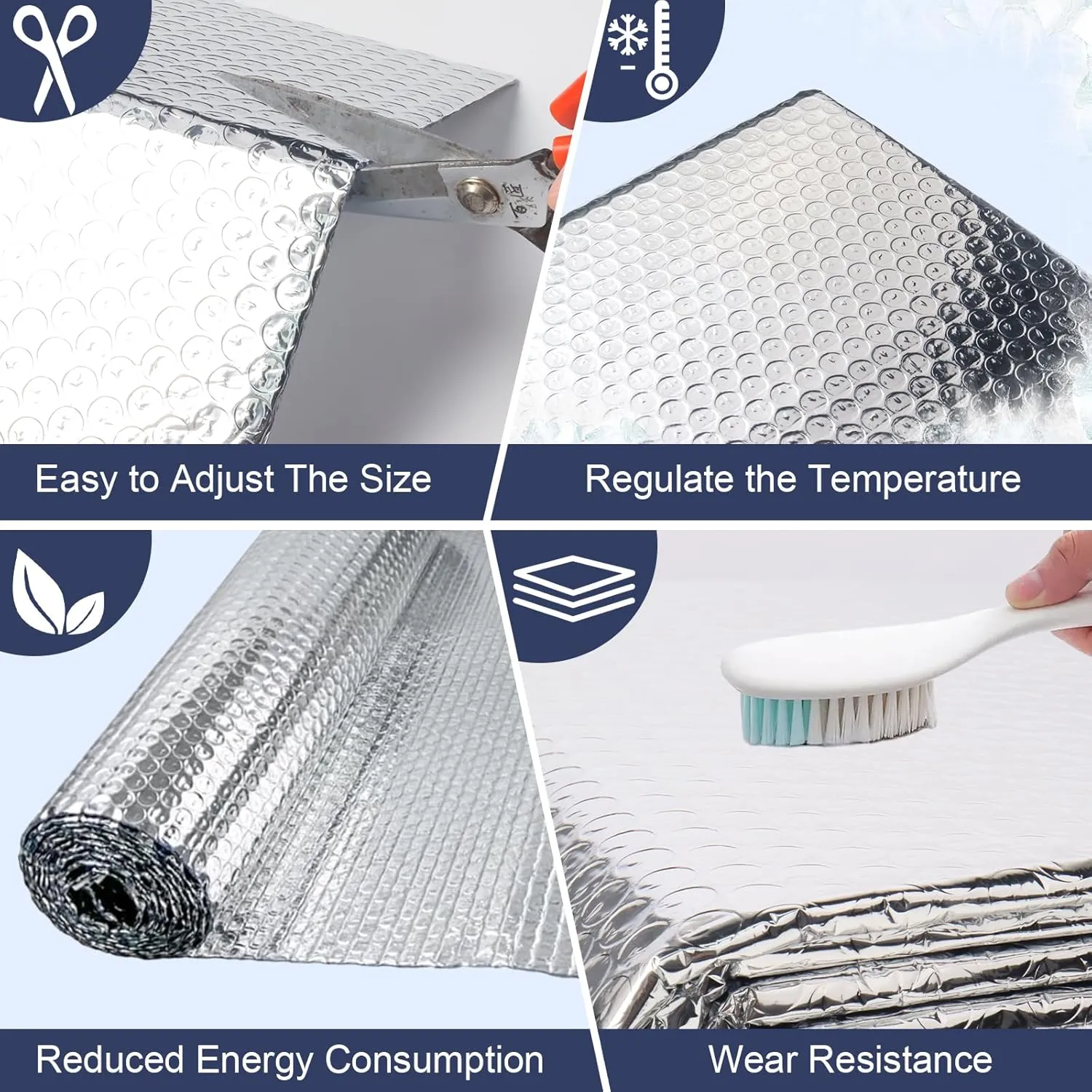 DGSL Double Reflective Insulation Roll, 47 in X 15 FT Window Insulation for Summer Heat, Aluminum Foil Thermal Radiant Barrier for Window, Garage Door, RV, Roof
