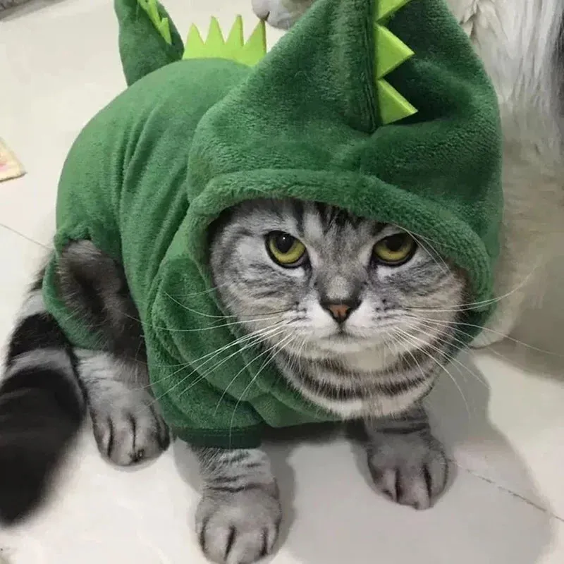 Dinosaur-Themed Fleece Costume for Cats and Small Dogs