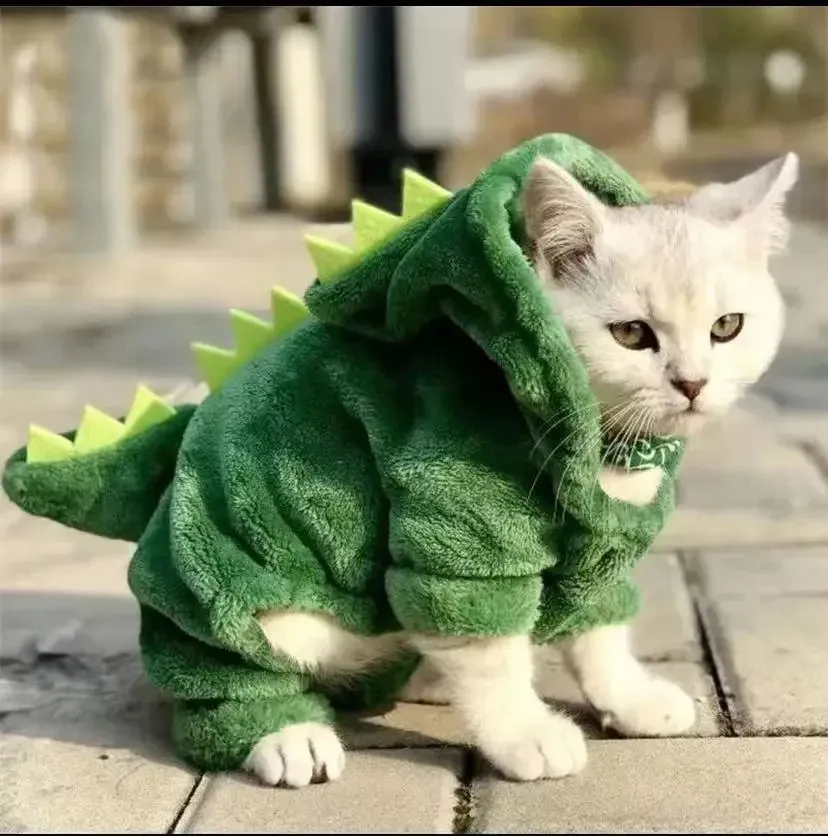 Dinosaur-Themed Fleece Costume for Cats and Small Dogs