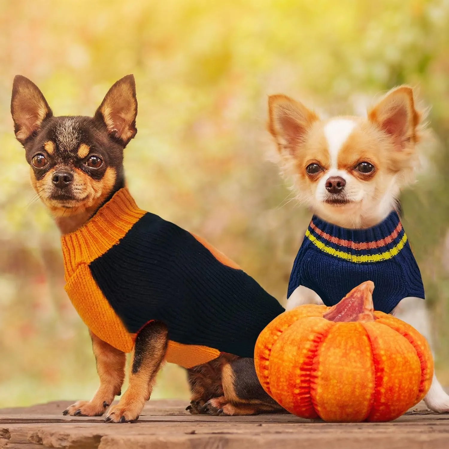 Dog Halloween Sweater Pumpkin Halloween Dog Cat Costumes with Leash Hole Puppy Turtleneck Knitwear for Small Midum Large Dogs Winter Warm Pet Clothes Funny Holiday Party Outfit (Blue,S)
