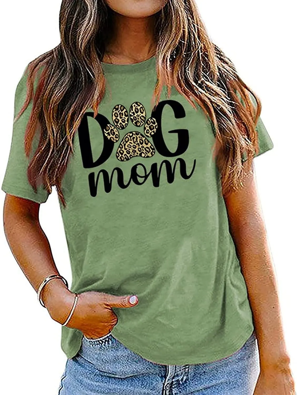 Dog Mom Tees Women Mom Gift Short Sleeve Graphic T-Shirt