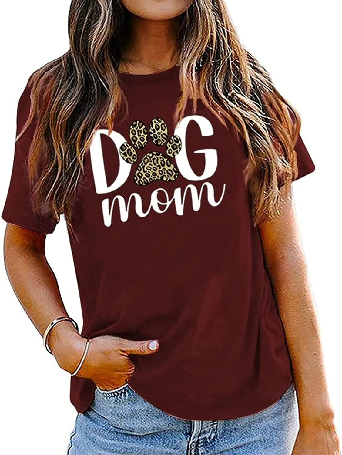 Dog Mom Tees Women Mom Gift Short Sleeve Graphic T-Shirt