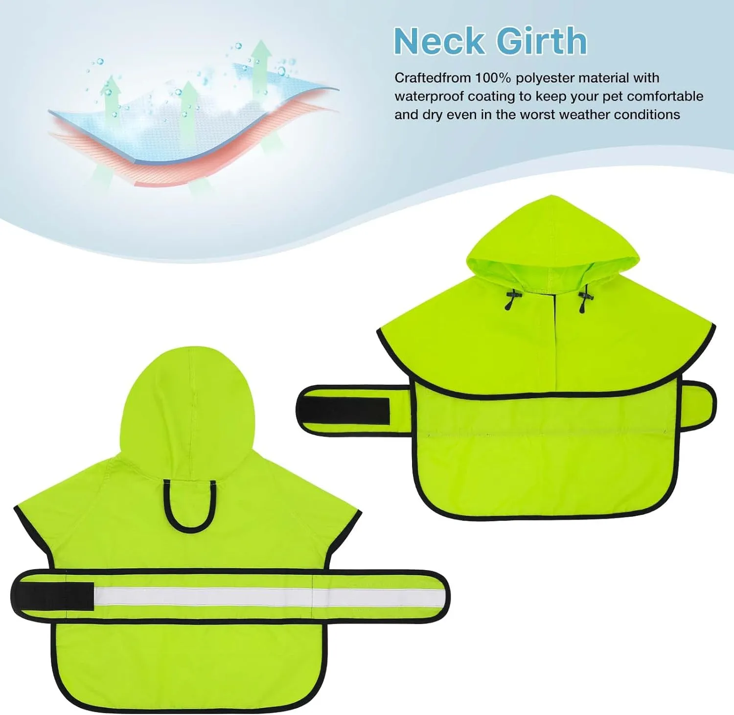 Dog Raincoat - Reflective Waterproof Dog Rain Jacket Lightweight Rain Coat for Small Medium Large Dogs (Medium, Green)
