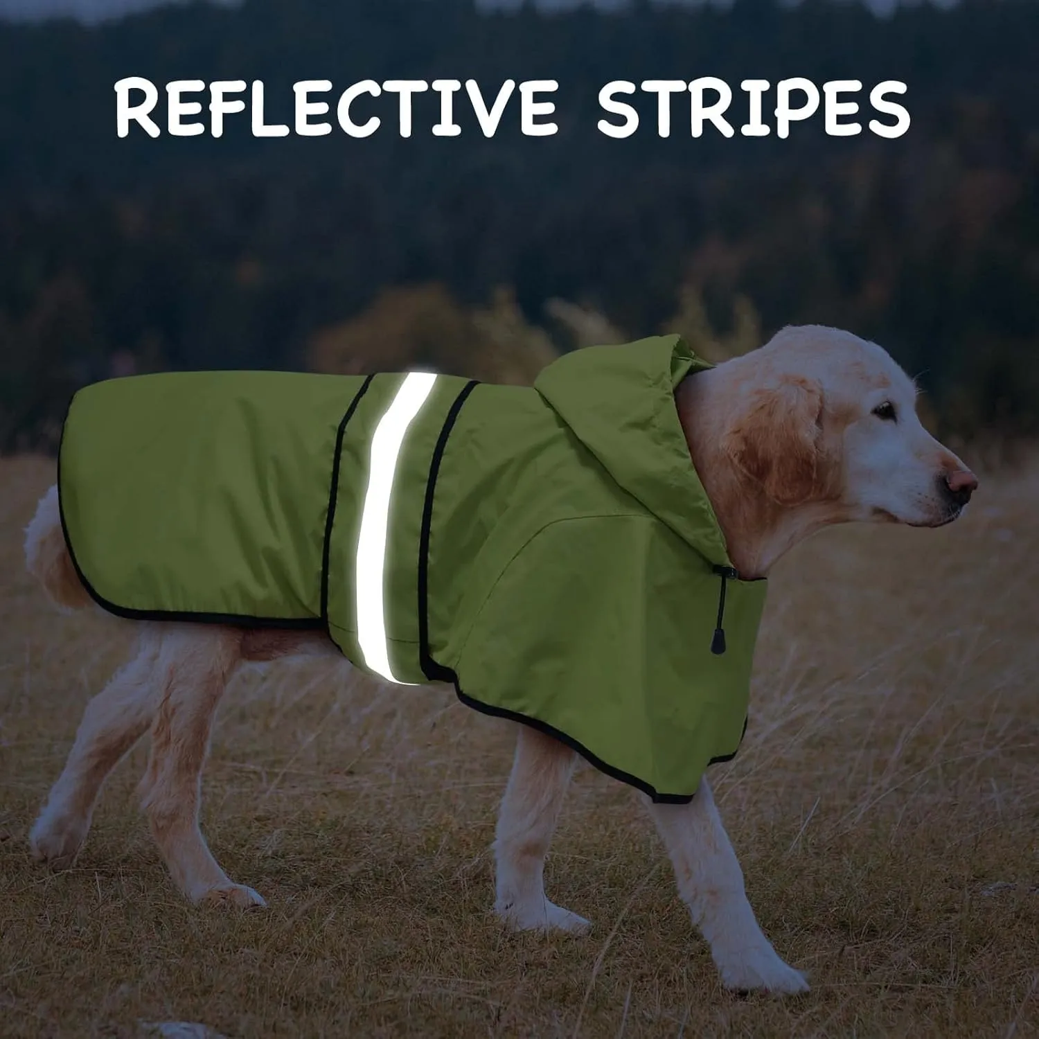 Dog Raincoat - Reflective Waterproof Dog Rain Jacket Lightweight Rain Coat for Small Medium Large Dogs (Medium, Green)