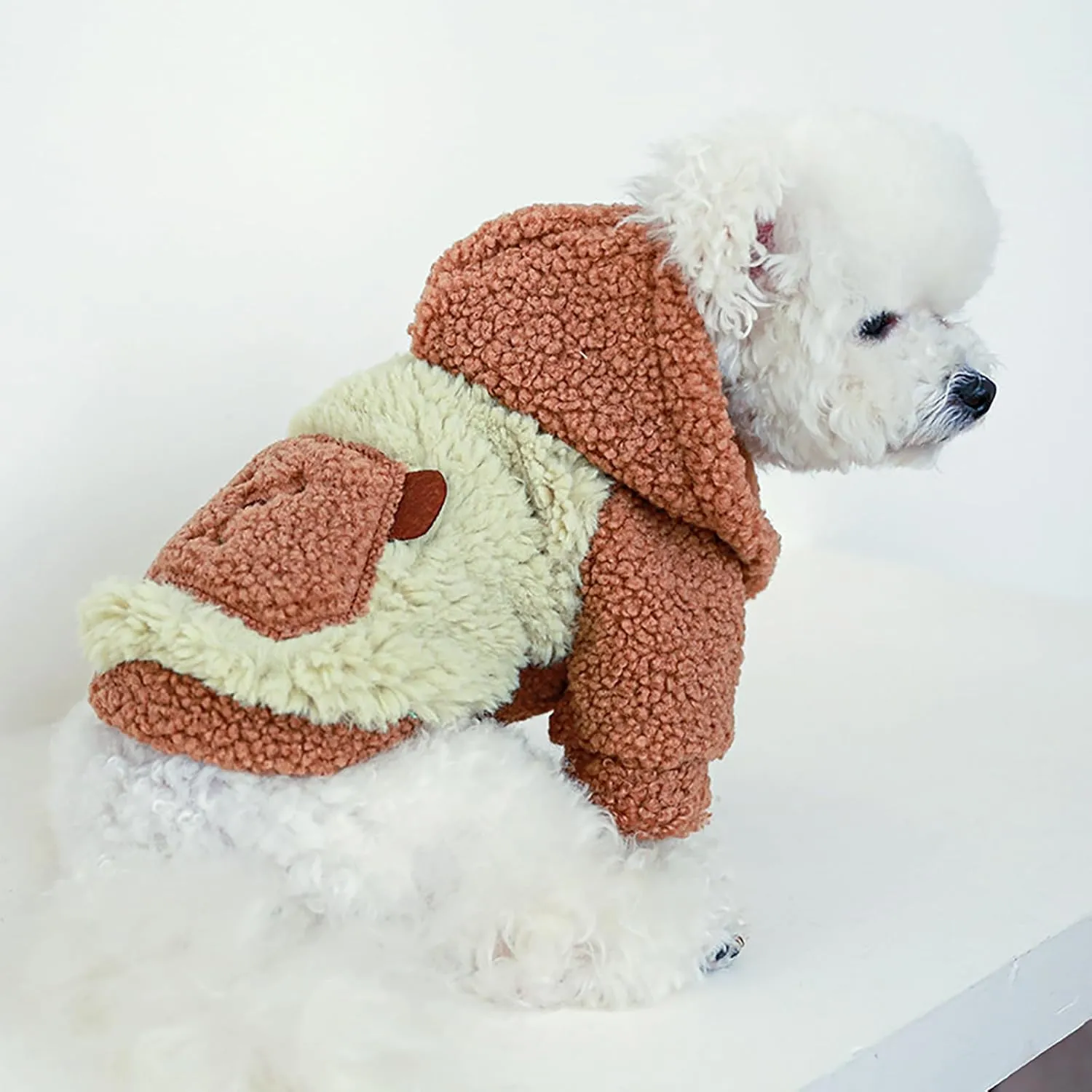 Dog Sherpa Sweater Small Dog Hooded Fleece Coat Dog Winter Comfortable Soft Jacket Hoodie Dog Cold Weather Warm Clothes for Small Dogs Boy Girl Halloween Pet Cute Cartoon Bear Costume
