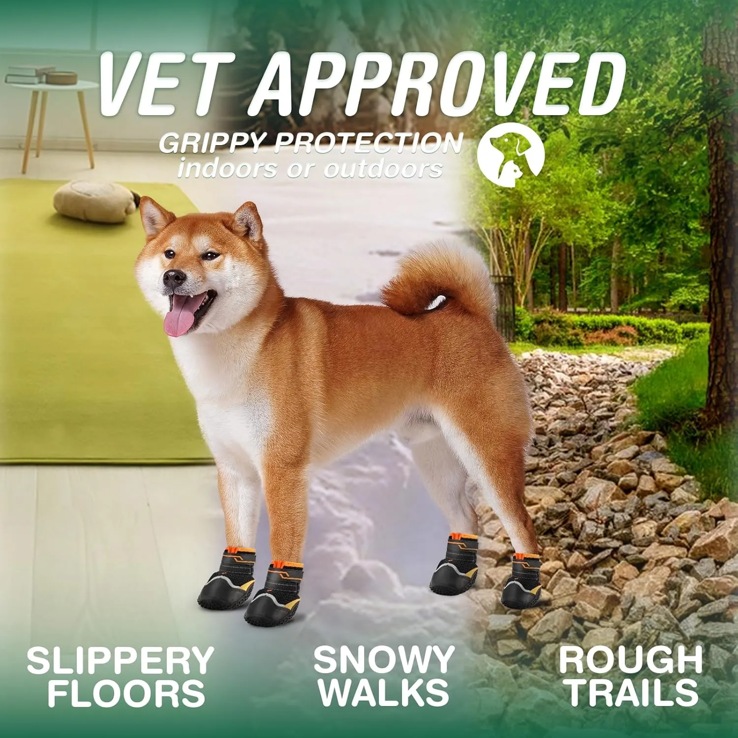 Dog Shoes for Small Dogs, Anti-Slip Dog Boots for Winter Snow, Hot Pavement, Dog Booties & Paw Protectors for Hardwood Floors Size 1