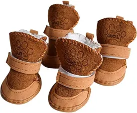 Dog Shoes Puppy Boots Snow Boots, Anti-Slip Dog Shoes,Dog Australia Boots Pet Antiskid Shoes Winter Warm Skidproof Sneakers for Small Dog (M, Brown)