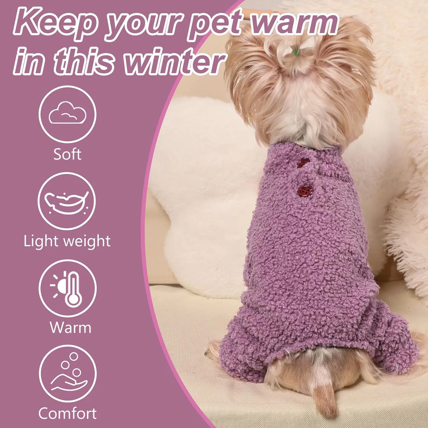 Dog Sweaters for Small Dogs Winter Puppy Pajamas Boy Girl Fleece Small Pet Clothes Outfit 4 Legs Jumpsuits for Chihuahua Yorkie Cat Apparel