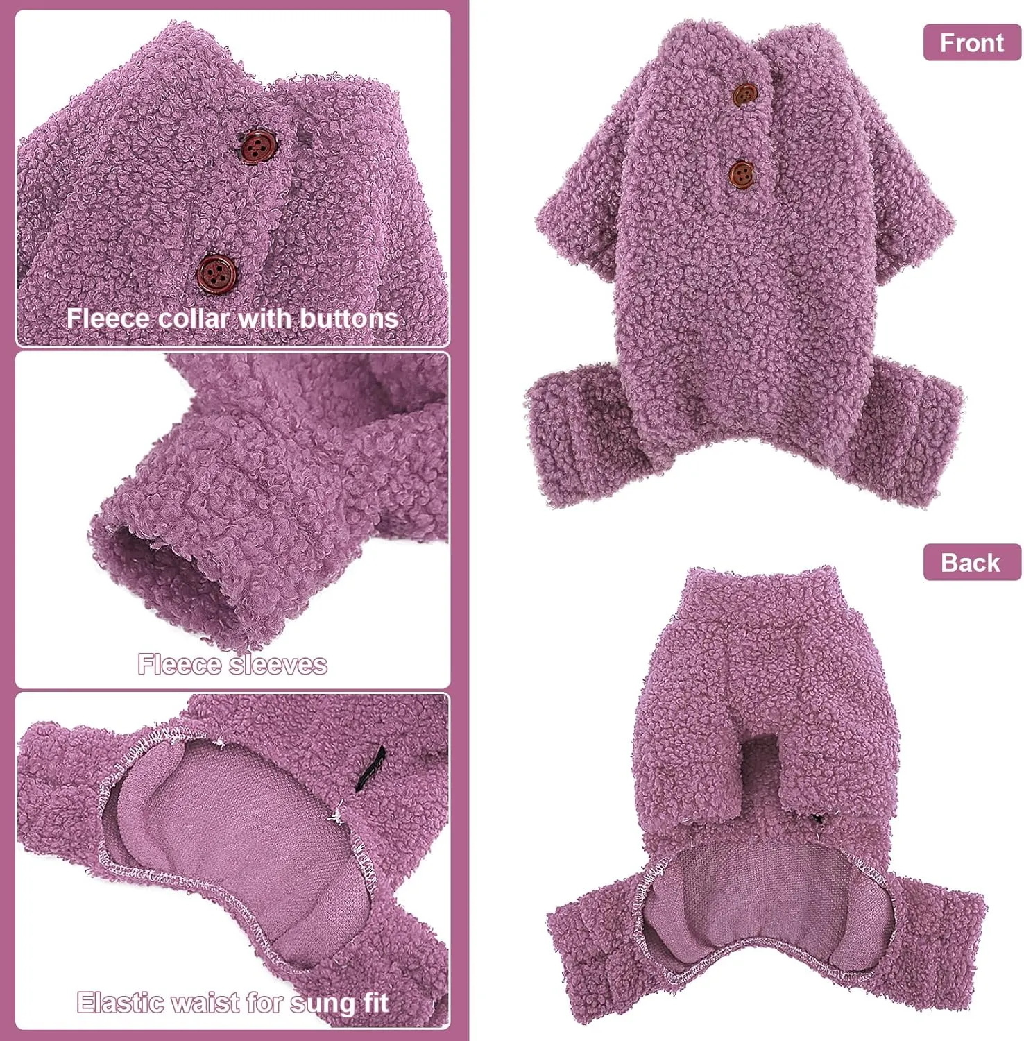 Dog Sweaters for Small Dogs Winter Puppy Pajamas Boy Girl Fleece Small Pet Clothes Outfit 4 Legs Jumpsuits for Chihuahua Yorkie Cat Apparel