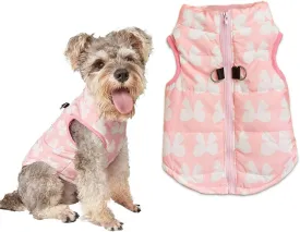 DroolingDog Small Dog Jacket Harness Waterproof Coat Winter Warm Cold Weather Jackets Medium Dog Waterproof Jacket with Leash Ring Jackets for Small Dogs Girl Pink Dog Clothes