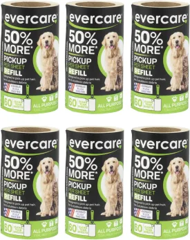 Evercare Pet Lint Roller Refill 60 Sheet Lint Refill Pack of 6