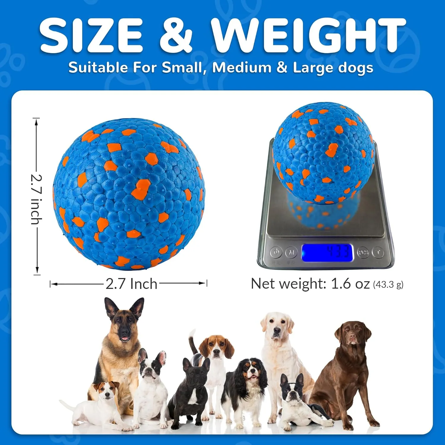 Farish High Bounce Dog Balls for Aggressive Chewers, Floating Dog Toys for Water Fetch,Durable Tennis Balls for Dogs, Indestructible Dog Toys for Large Dogs Aggressive Chewers,Dog Pool Toys,Pack of 2