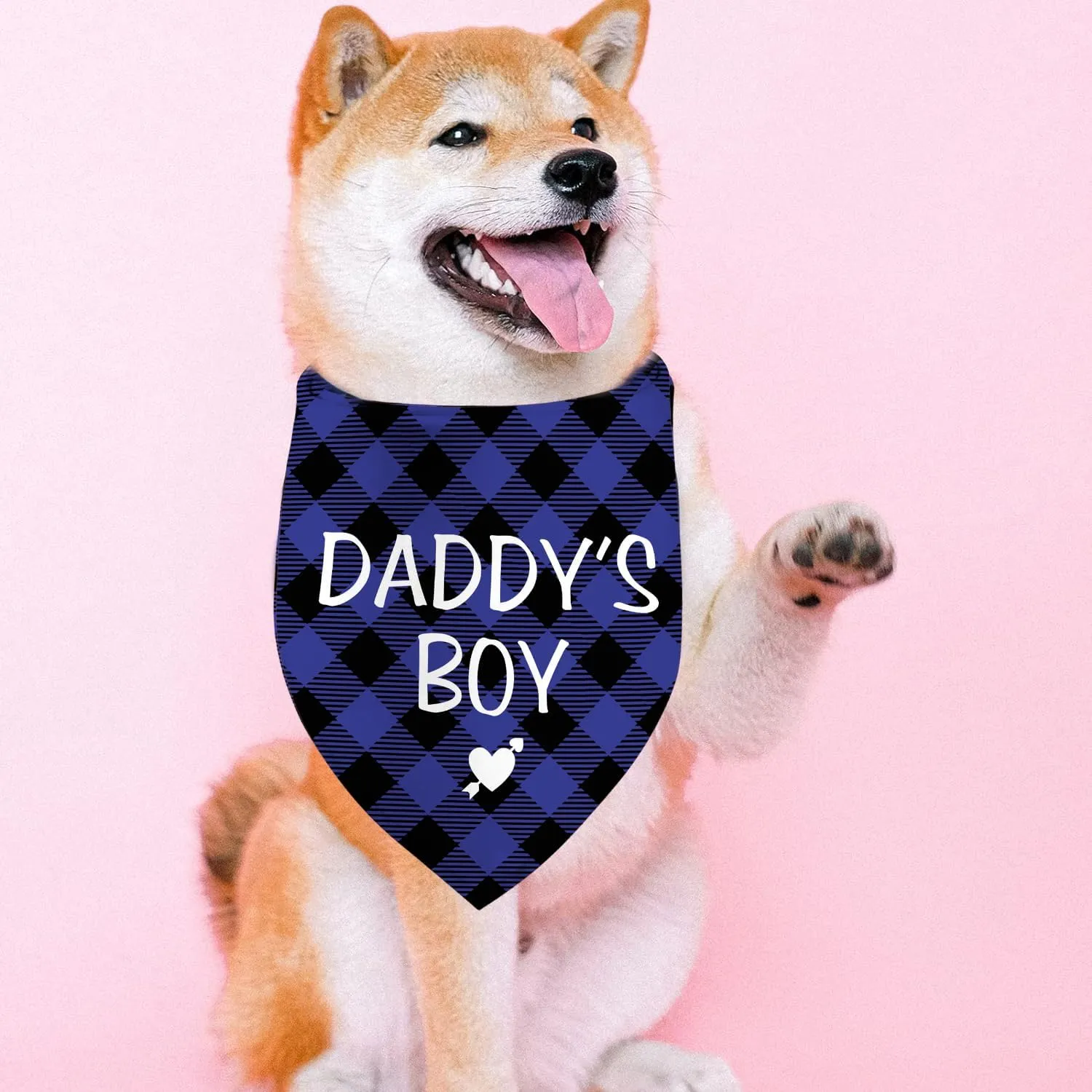 Fathers Day Dog Bandanas, Daddy's Boy Reversible Pet Scarf for Boy Dogs, Dual-Layer Design 2 Pack, Love Daddy Holiday Puppy Dog Kerchief Gifts
