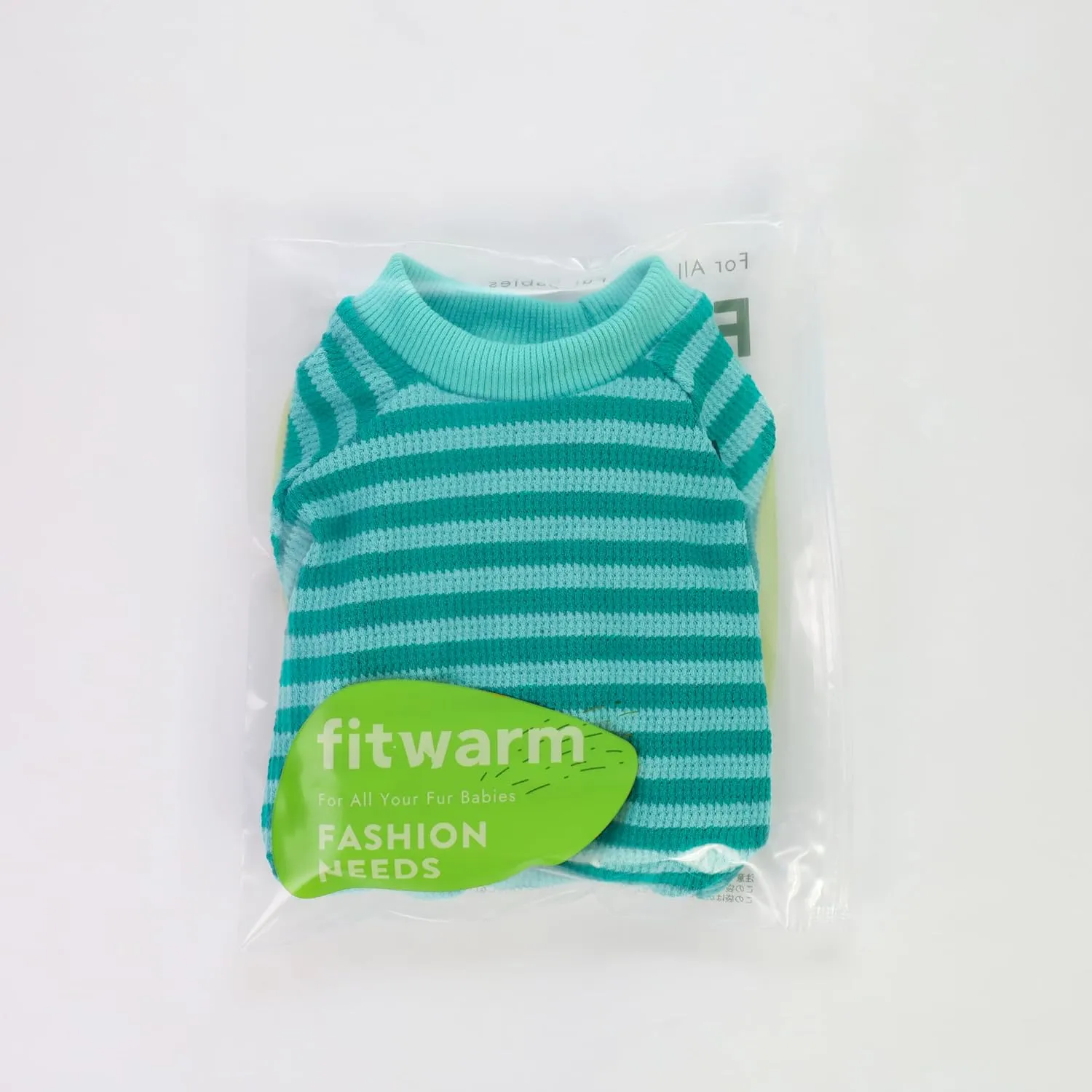 Fitwarm Green and Teal Striped Dog Pajamas, Waffle Dog Clothes for Small Dogs Girl Boy, Puppy Onesie with Feet, Pet Cat Outfit, Medium