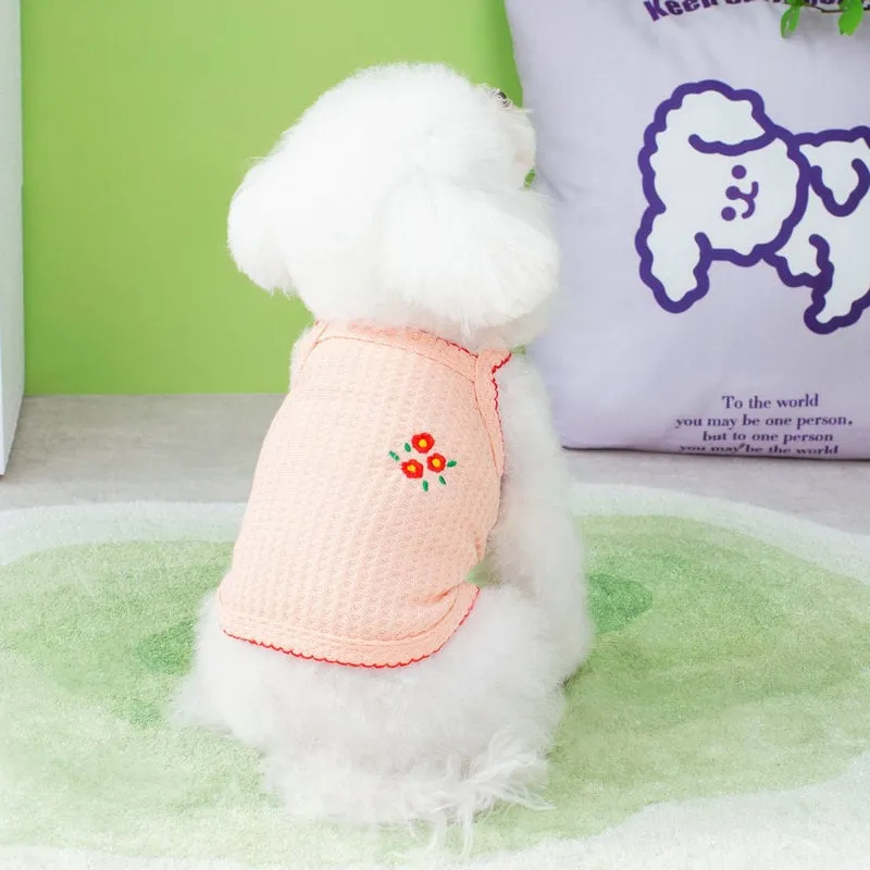 Flower Embroidered Pet Clothes