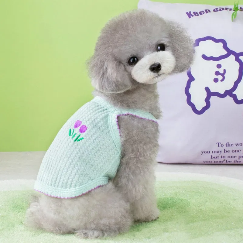 Flower Embroidered Pet Clothes