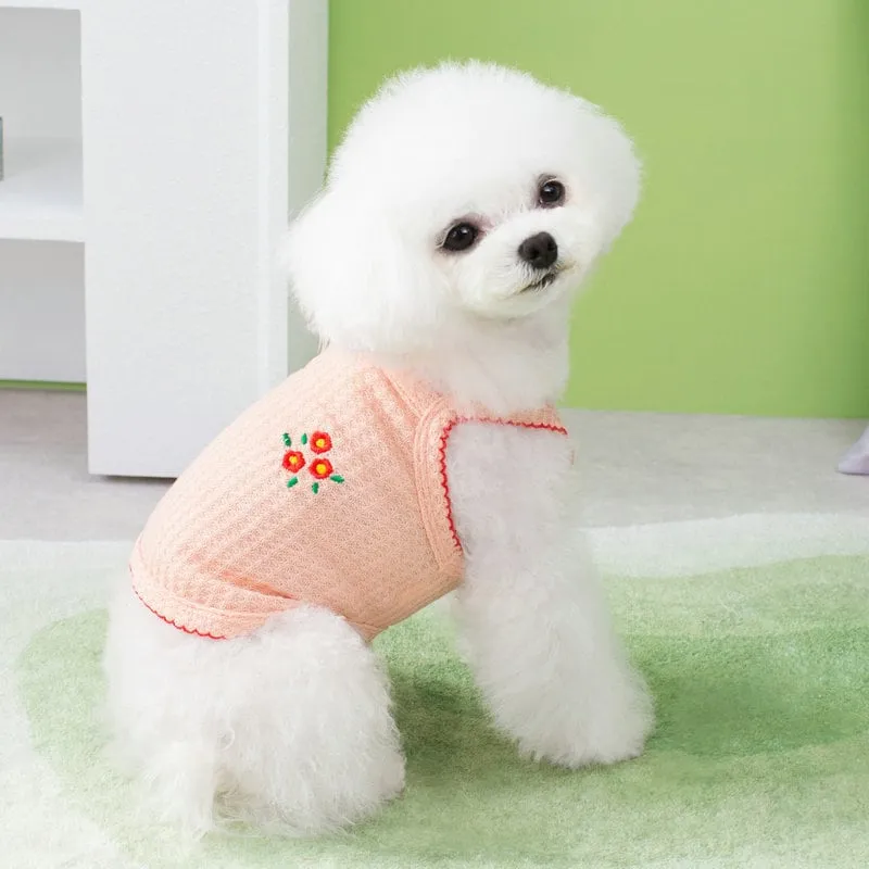 Flower Embroidered Pet Clothes