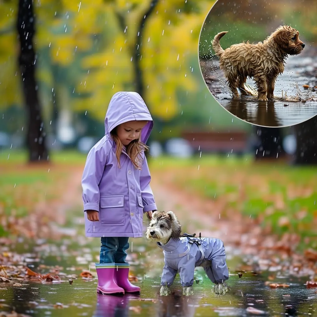 Four Legged Dog Raincoat for Small Medium Dogs, Four Legs Waterproof Dog Rain Coat with Harness Built in, Puppy Rain Jacket with Back Zipper for Easy Dressing (Purple, 2XL)
