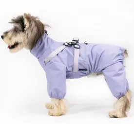 Four Legged Dog Raincoat for Small Medium Dogs, Four Legs Waterproof Dog Rain Coat with Harness Built in, Puppy Rain Jacket with Back Zipper for Easy Dressing (Purple, 2XL)