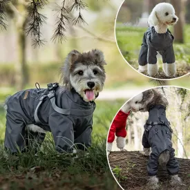 Four-Legged Full Coverage Dog Raincoat for Small Medium Dogs, Waterproof Dog Rain Coat with Harness Built in, 4-Legs Dog rain Jacket with Reflective Strip, Adjustable Puppy Waterproof Clothes (2XL)
