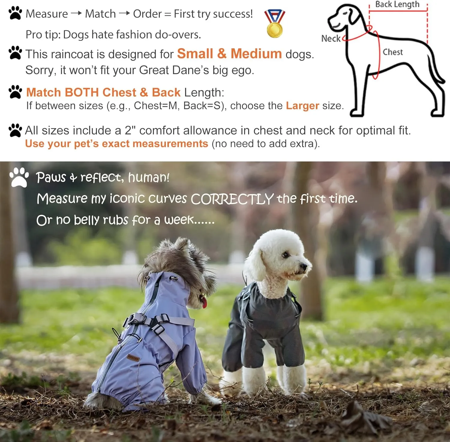 Four-Legged Full Coverage Dog Raincoat for Small Medium Dogs, Waterproof Dog Rain Coat with Harness Built in, 4-Legs Dog rain Jacket with Reflective Strip, Adjustable Puppy Waterproof Clothes (2XL)
