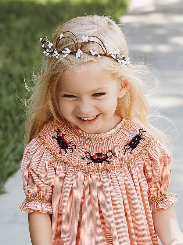 Girls Halloween Smocked Spiders Trick or Treat Bishop Dress PIMA Cotton