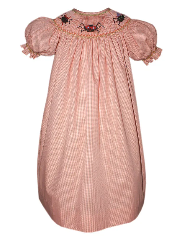 Girls Halloween Smocked Spiders Trick or Treat Bishop Dress PIMA Cotton