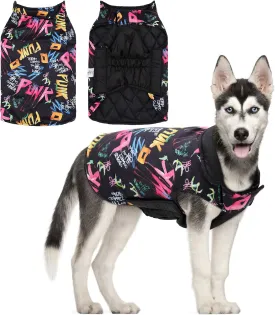 GMF31S Winter Dog Jacket - Reversible, Windproof & Waterproof, Thick Soft Coat with Leash Hole for Small, Medium & Large Dogs