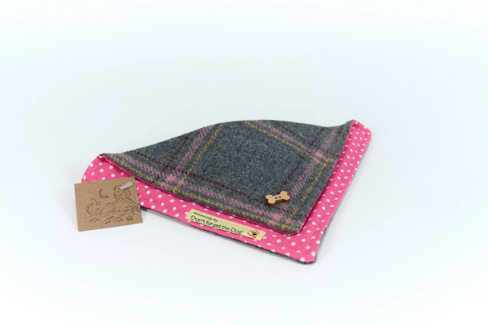 Grey Pink Tweed Neckerchief Bandana