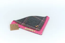 Grey Pink Tweed Neckerchief Bandana