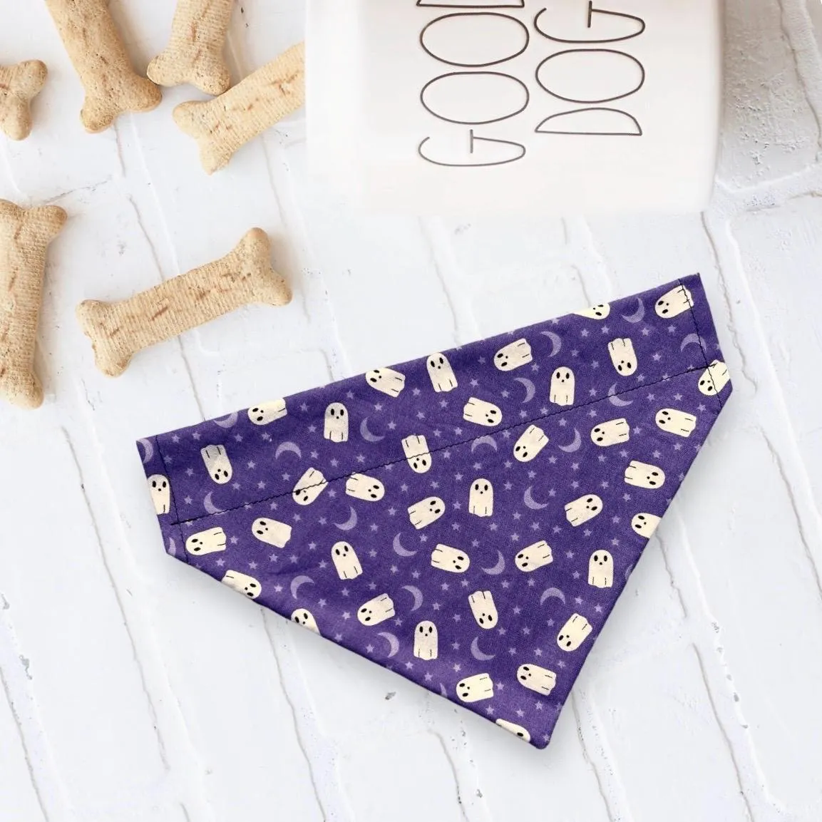 Halloween Purple Ghost Dog Bandana or Cat Bandana