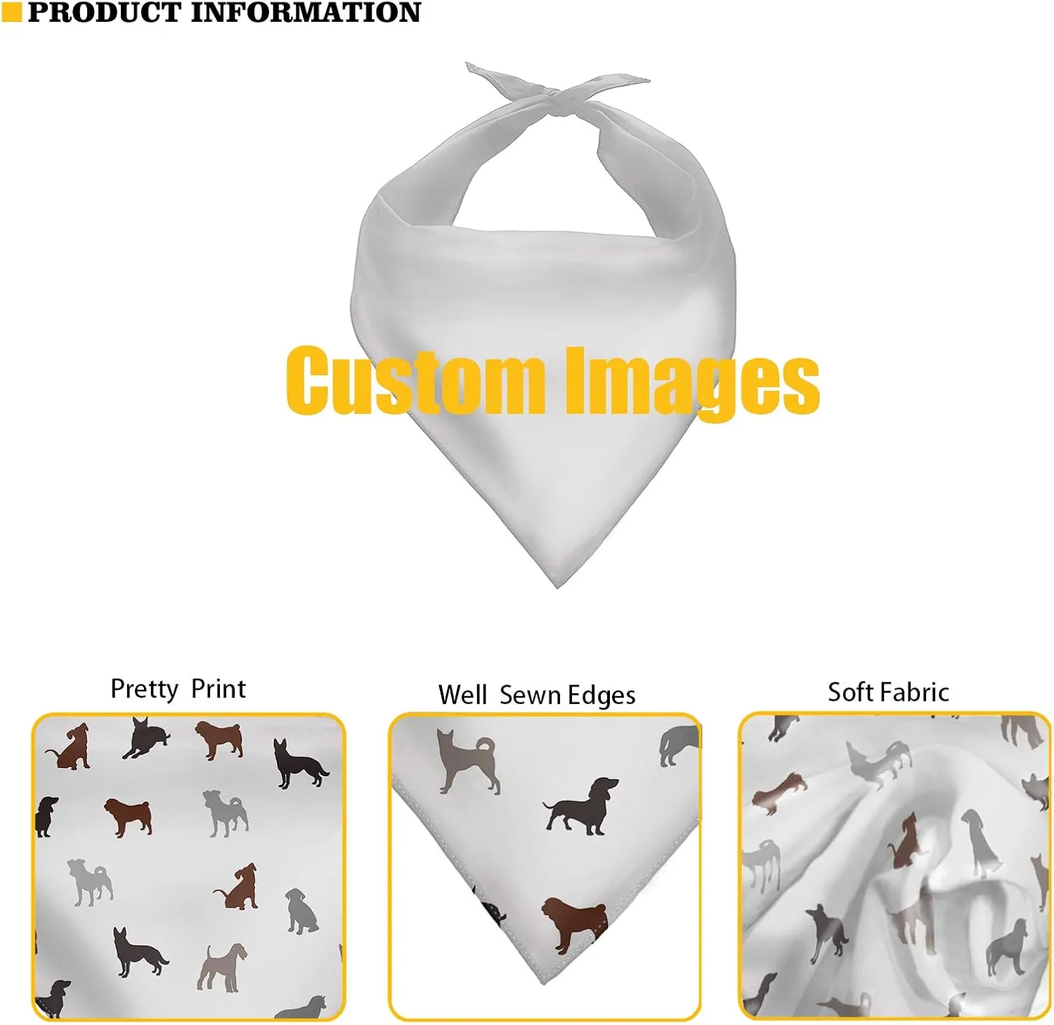 Howilath Cartoon Dog Paw Print Puppy Bandana, Washable Pet Kerchief & Scarf Accessories for Small to Large Dogs & Cats