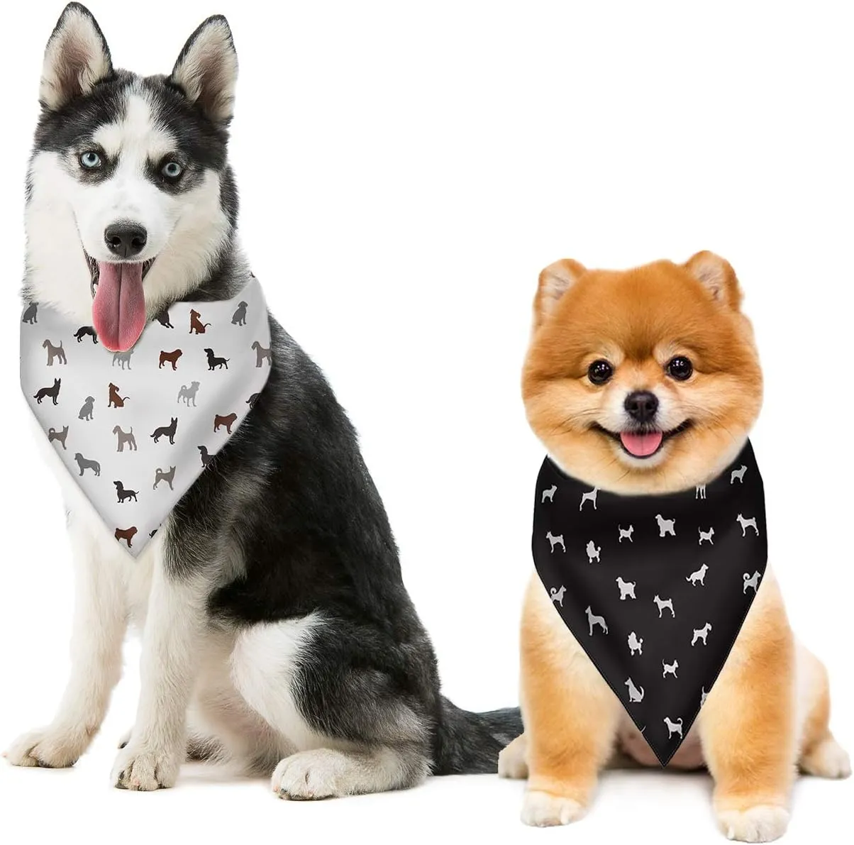 Howilath Cartoon Dog Paw Print Puppy Bandana, Washable Pet Kerchief & Scarf Accessories for Small to Large Dogs & Cats