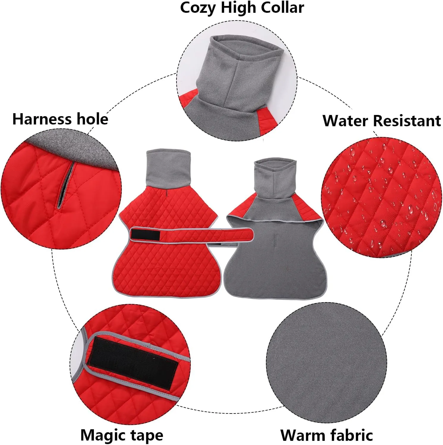 Italian Greyhound Clothes,Greyhound Winter Coat with Warm Fleece, Whippet Sweater for Dogs Anxiety,Medium Large Dog Pajamas Coats Adjustable Sweaters (Red, Small)