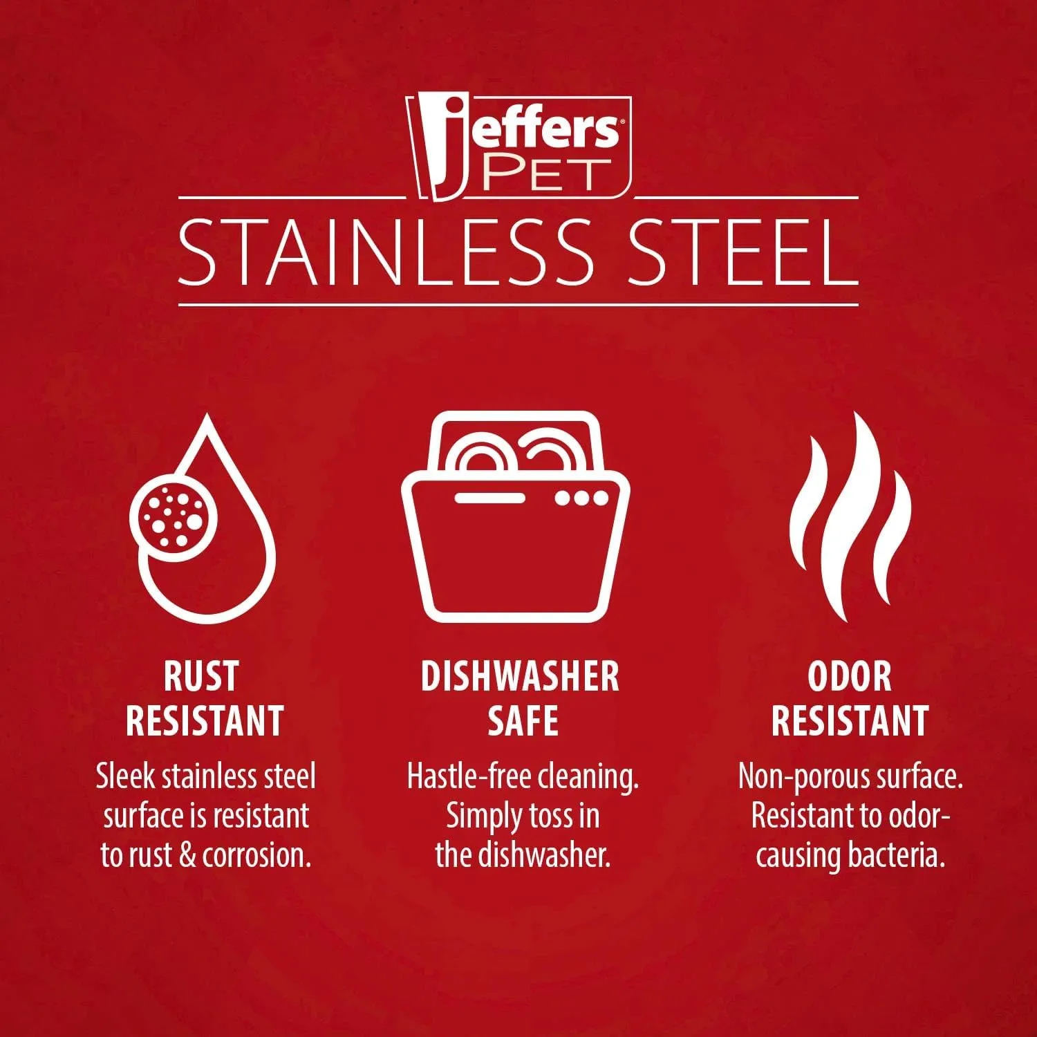 Jeffers No Skid/No Tip Stainless Steel Pet Bowl | 3 Quart | 77070 - Extra - Wide Rubber Base for Dogs & Cats | Durable, Non- Toxic, Rust Resistant & Dishwasher Safe