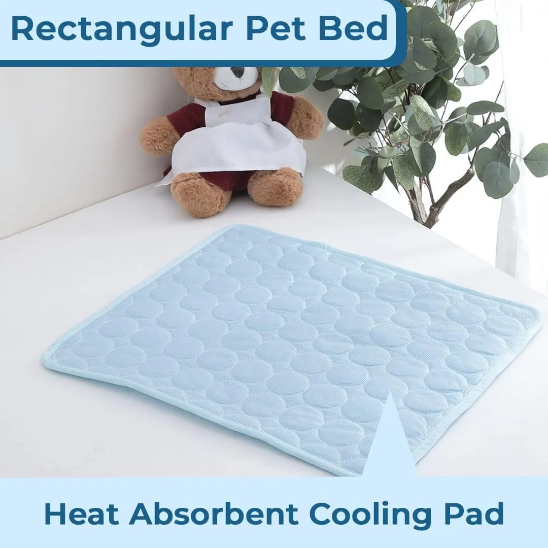 Kuber Industries Rectangular Dog & Cat Bed|Premium Cool Ice Silk Polyester With Bottom Mesh|MultiUtility Self-Cooling Pad For Dog & Cat|Light-weight & Durable Dog Bed|ZQCJ001LB-L|Light Blue(Pack Of 5)