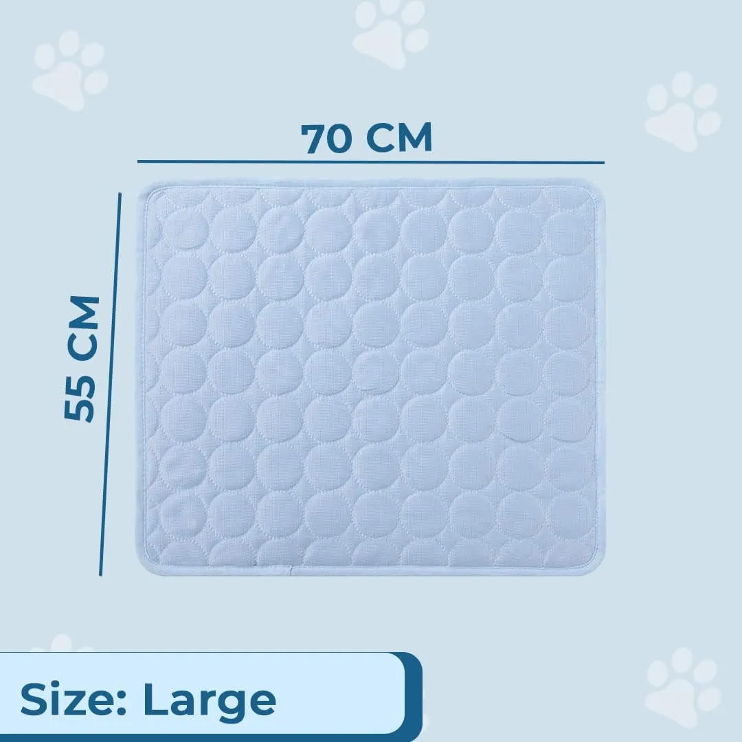 Kuber Industries Rectangular Dog & Cat Bed|Premium Cool Ice Silk Polyester With Bottom Mesh|MultiUtility Self-Cooling Pad For Dog & Cat|Light-weight & Durable Dog Bed|ZQCJ001LB-L|Light Blue(Pack Of 5)