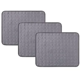 Kuber Industries Rectangular Dog & Cat Bed|Premium Cool Ice Silk with Polyester With Bottom Mesh|Multi-Utility Self-Cooling Pad For Dog & Cat|Light-weight & Durable Dog Bed|ZQCJ001G-XS|Grey(Pack Of 3)