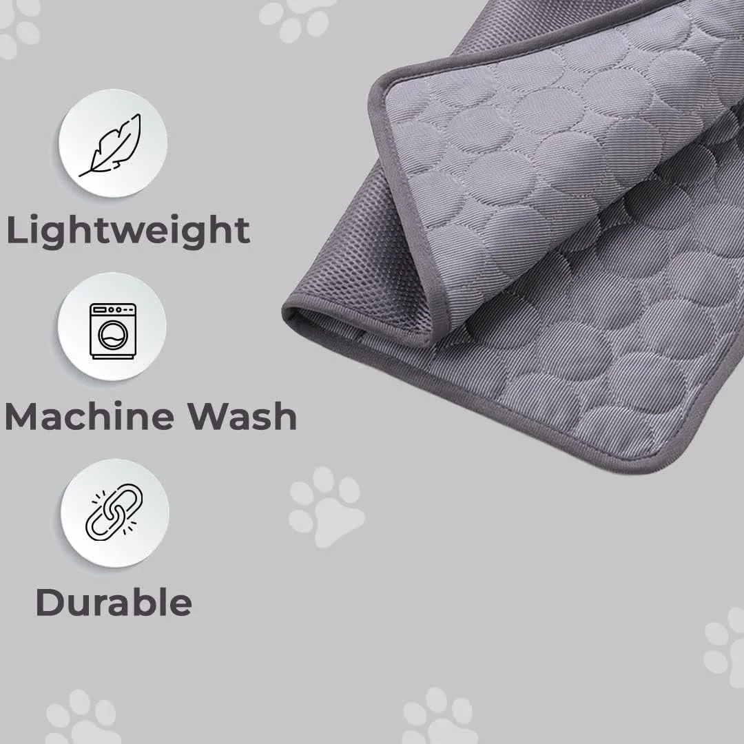 Kuber Industries Rectangular Dog & Cat Bed|Premium Cool Ice Silk with Polyester With Bottom Mesh|Multi-Utility Self-Cooling Pad For Dog & Cat|Light-weight & Durable Dog Bed|ZQCJ001G-XS|Grey(Pack Of 5)