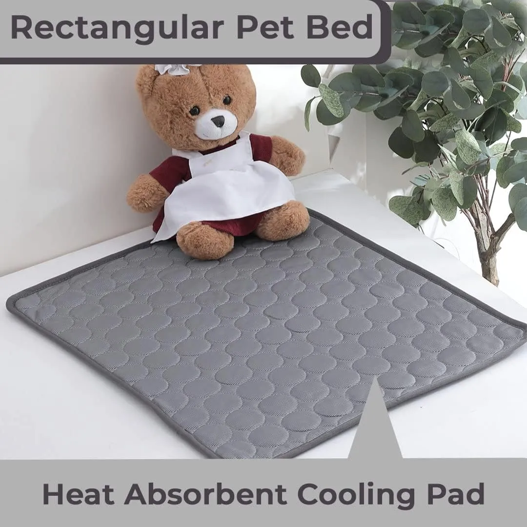 Kuber Industries Rectangular Dog & Cat Bed|Premium Cool Ice Silk with Polyester With Bottom Mesh|Multi-Utility Self-Cooling Pad For Dog & Cat|Light-weight & Durable Dog Bed|ZQCJ001G-XS|Grey(Pack Of 5)