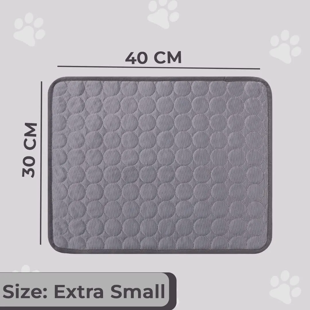 Kuber Industries Rectangular Dog & Cat Bed|Premium Cool Ice Silk with Polyester With Bottom Mesh|Multi-Utility Self-Cooling Pad For Dog & Cat|Light-weight & Durable Dog Bed|ZQCJ001G-XS|Grey(Pack Of 5)