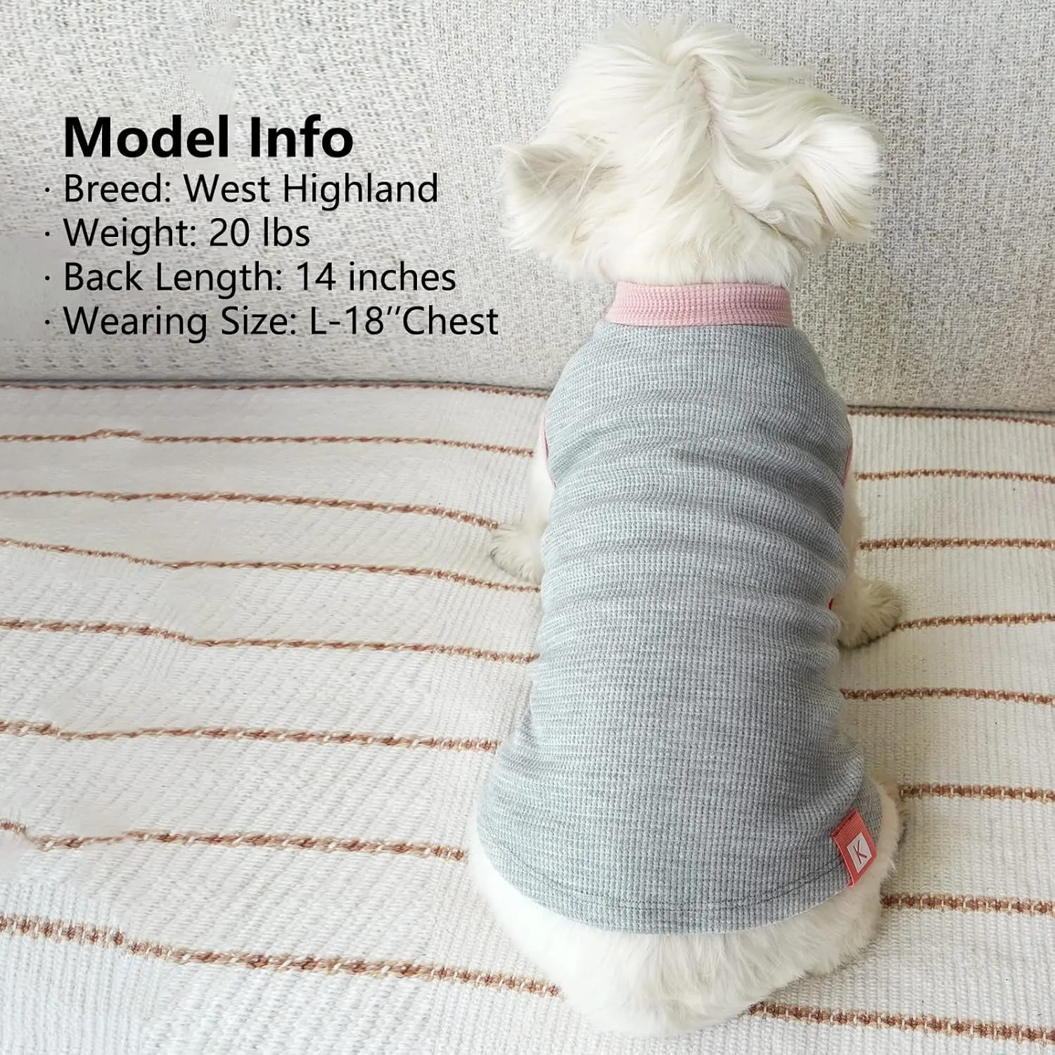 KYEESE 2Pack Dog Shirts Waffle for Small Dogs Stretchy T-Shirts Lightweight Tank Top Sleeveless Dog Vest Breathable Cat Shirt, Medium, Pink Grey
