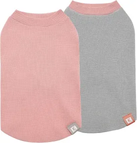 KYEESE 2Pack Dog Shirts Waffle for Small Dogs Stretchy T-Shirts Lightweight Tank Top Sleeveless Dog Vest Breathable Cat Shirt, Medium, Pink Grey