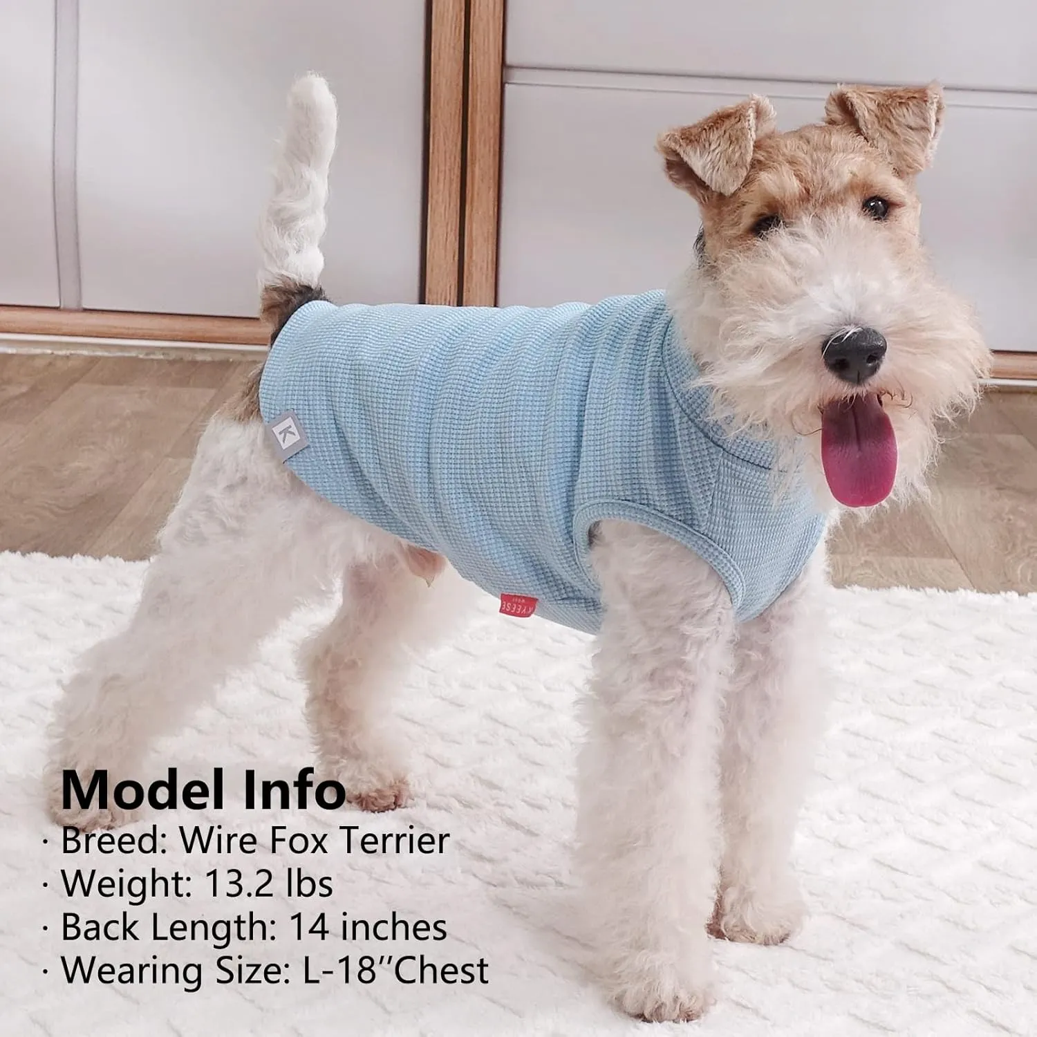 KYEESE 2Pack Dog Shirts Waffle for Small Dogs Stretchy T-Shirts Lightweight Tank Top Sleeveless Vest Breathable Cat Tee, Medium, Blue Grey