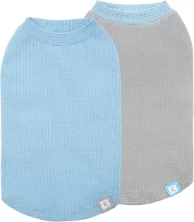 KYEESE 2Pack Dog Shirts Waffle for Small Dogs Stretchy T-Shirts Lightweight Tank Top Sleeveless Vest Breathable Cat Tee, Medium, Blue Grey