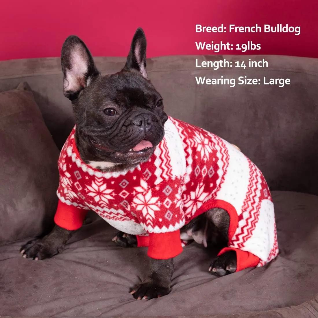 KYEESE Dog Pajamas Christmas Pet Pjs Dog Clothes for Small Dogs Snowflake Holiday Pet Sweater Dogs Onesie Cat Pajamas Pets Christmas Outfit