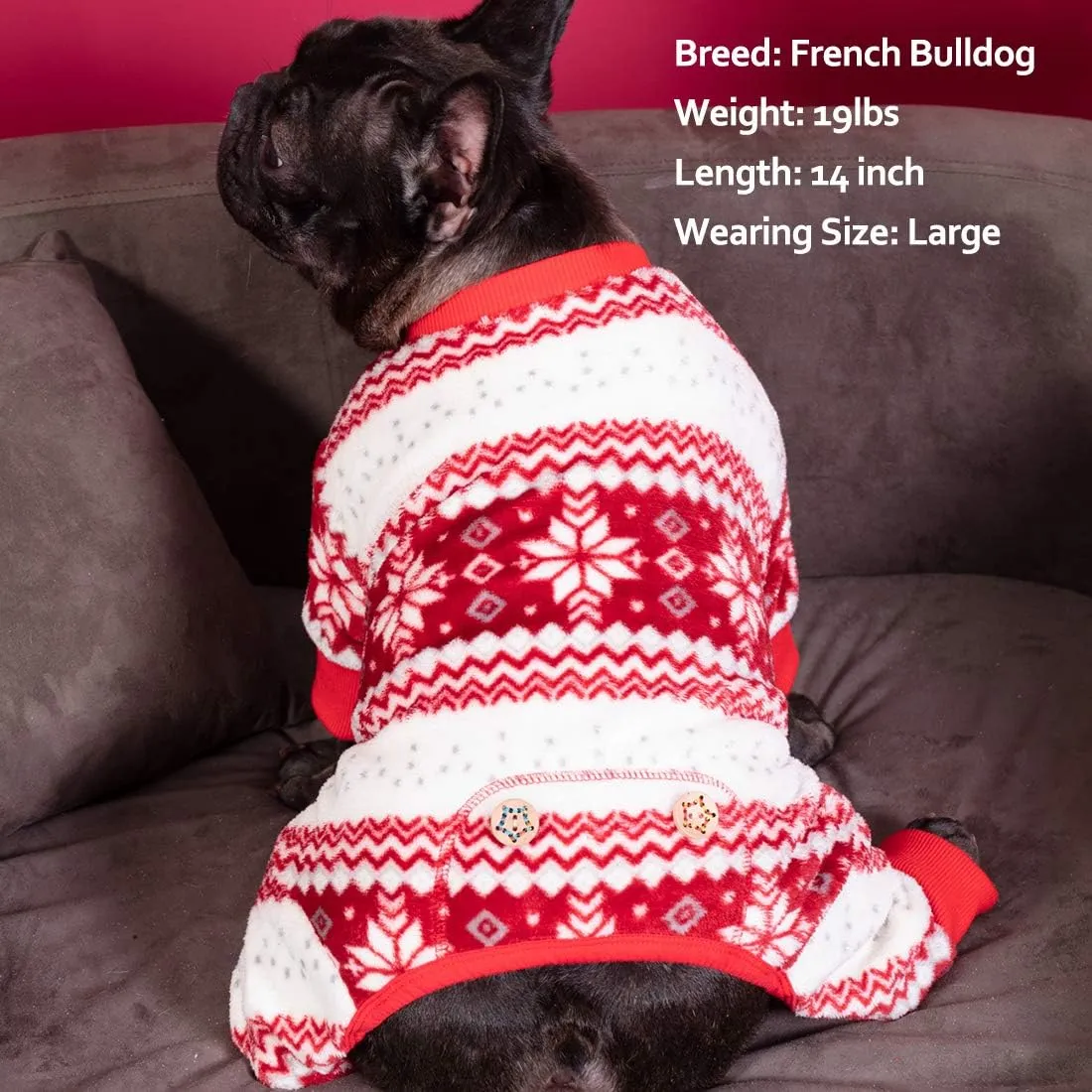 KYEESE Dog Pajamas Christmas Pet Pjs Dog Clothes for Small Dogs Snowflake Holiday Pet Sweater Dogs Onesie Cat Pajamas Pets Christmas Outfit